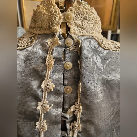 Vintage Scott McClintock For Gunne Sax Dress Silver Size 12 - Picture 5 of 9